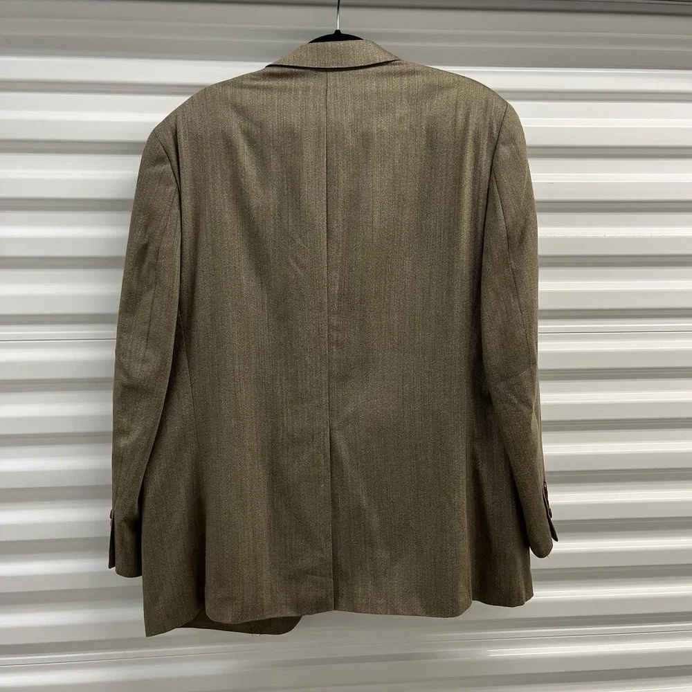Ralph by Ralph Lauren Men's Beige with Herringbone Silk Wool Blend Blazer 44R